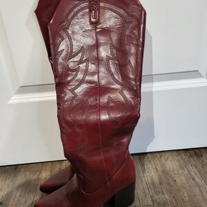 Red Leather Western Boots